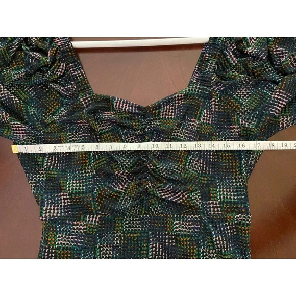 CAbi Elaine Puff Sleeve Multicolored Dot Mesh Dress Size Medium Fall Career - Picture 8 of 12